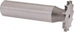 Made in USA - 7/8" Diam x 5/64" Face Width, High Speed Steel, 14 Teeth, Shank Connection Woodruff Keyseat Cutter - Uncoated, 2-5/32" OAL x 1/2" Shank, Straight Teeth - Americas Industrial Supply