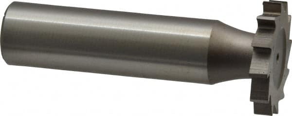 Made in USA - 7/8" Diam x 9/64" Face Width, High Speed Steel, 14 Teeth, Shank Connection Woodruff Keyseat Cutter - Uncoated, 2-5/32" OAL x 1/2" Shank, Straight Teeth - Americas Industrial Supply