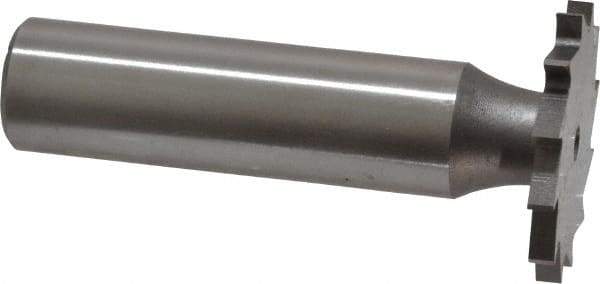 Made in USA - 1" Diam x 3/32" Face Width, High Speed Steel, 16 Teeth, Shank Connection Woodruff Keyseat Cutter - Uncoated, 2-3/16" OAL x 1/2" Shank, Straight Teeth - Americas Industrial Supply
