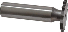 Made in USA - 1" Diam x 3/32" Face Width, High Speed Steel, 16 Teeth, Shank Connection Woodruff Keyseat Cutter - Uncoated, 2-3/16" OAL x 1/2" Shank, Straight Teeth - Americas Industrial Supply