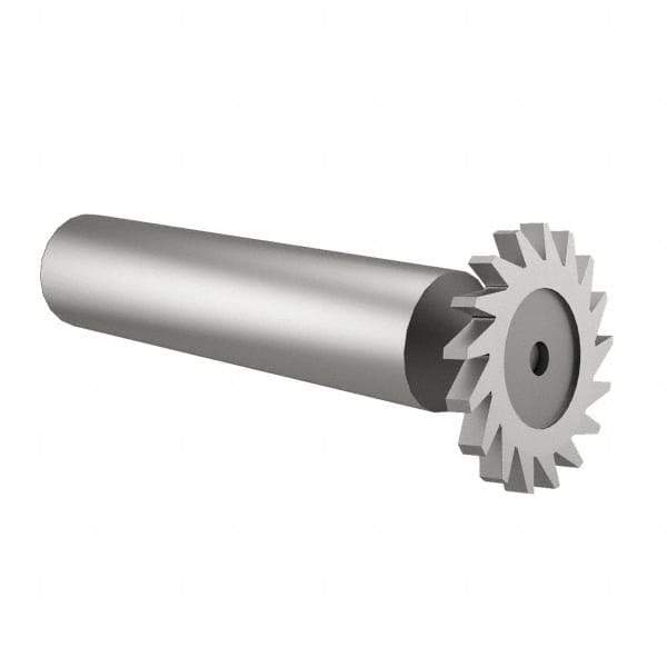 Made in USA - 1" Diam x 9/64" Face Width, High Speed Steel, 16 Teeth, Shank Connection Woodruff Keyseat Cutter - Uncoated, 2-3/16" OAL x 1/2" Shank, Straight Teeth - Americas Industrial Supply