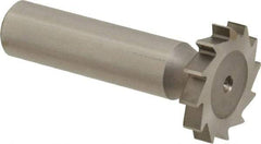 Made in USA - 1" Diam x 11/64" Face Width, High Speed Steel, 16 Teeth, Shank Connection Woodruff Keyseat Cutter - Uncoated, 2-3/16" OAL x 1/2" Shank, Straight Teeth - Americas Industrial Supply