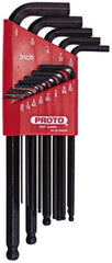 Proto - 13 Piece L-Key Ball End Hex Key Set - Hex Range 0.05 to 3/8", Carbon Steel - Americas Industrial Supply