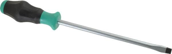 Wera - 312mm OAL Standard Slotted Screwdriver - 200mm Blade Length, Round Shank, Ergonomic Handle - Americas Industrial Supply