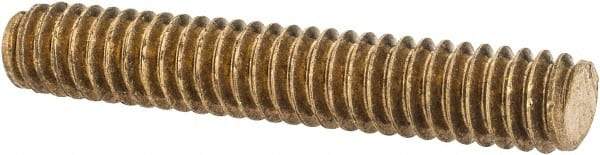 Value Collection - 1/4-20 1-1/2" OAL Fully Threaded Stud - Brass, Plain Finish - Americas Industrial Supply