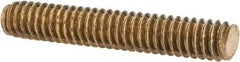 Value Collection - 1/4-20 1-1/2" OAL Fully Threaded Stud - Brass, Plain Finish - Americas Industrial Supply