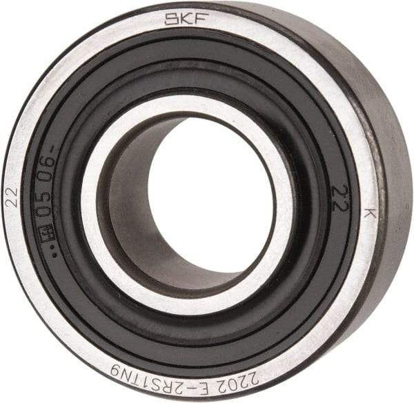 SKF - 15mm Bore Diam, 35mm OD, Double Seal Self Aligning Radial Ball Bearing - 14mm Wide, 2 Rows, Round Bore, 459 Lb Static Capacity, 1,960 Lb Dynamic Capacity - Americas Industrial Supply