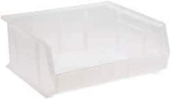 Quantum Storage - 75 Lb. Load Capacity, 14-3/4" Deep, Clear Polypropylene Hopper Stacking Bin - 7" High x 16-1/2" Wide x 14-3/4" Long - Americas Industrial Supply
