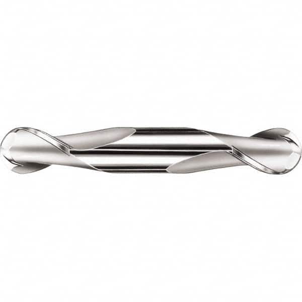 SGS - 9mm Diam, 14mm LOC, 2 Flute Solid Carbide Ball End Mill - Uncoated, Double End, 75mm OAL, 9mm Shank Diam, Spiral Flute - Americas Industrial Supply
