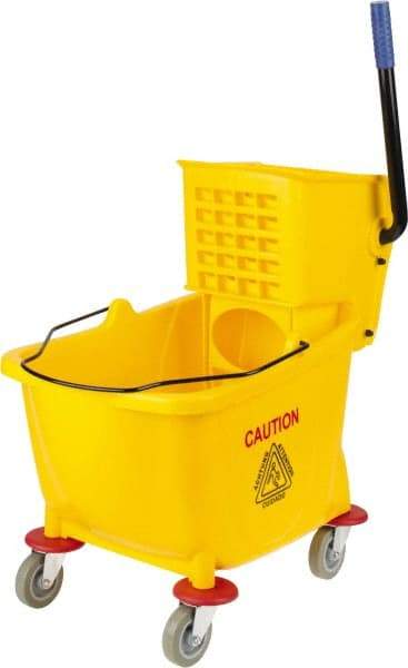 PRO-SOURCE - 31 Qt Plastic Bucket & Wringer - 22" Long x 18-1/2" High x 17" Wide, Yellow - Americas Industrial Supply
