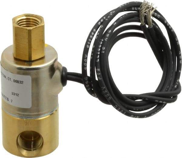 KIP - 1/4" Port, Direct Acting, Brass Solenoid Valve - Normally Open, 140 Max PSI, Buna-N Seal - Americas Industrial Supply