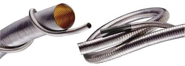 Kuriyama of America - 1-5/8" ID x 1-25/32" OD, -60 to 1,800°F, Stainless Steel Unlined Flexible Metal Duct Hose - 0.01 to 0.012 Gage Thickness, 5" Bend Radius, 25' Long - Americas Industrial Supply