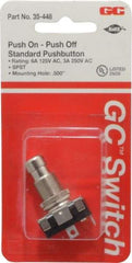 GC/Waldom - 1/2 Inch Mount Hole, Miniature Pushbutton Switch Only - Round, Chrome Pushbutton, Nonilluminated, Maintained (MA), On-Off - Americas Industrial Supply