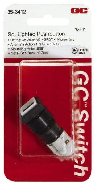 GC/Waldom - 0.638 Inch Mount Hole, Pushbutton Switch Only - Square, Maintained (MA) - Americas Industrial Supply