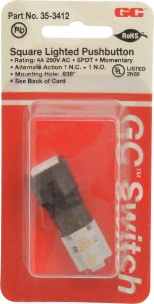 GC/Waldom - 0.638 Inch Mount Hole, Pushbutton Switch Only - Square, Momentary (MO) - Americas Industrial Supply