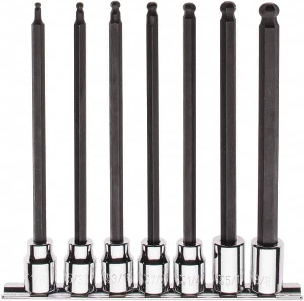 Paramount - 7 Piece 3/8" Drive Inch Ball Hex Bit Socket Set - 1/8 to 3/8" Hex - Americas Industrial Supply