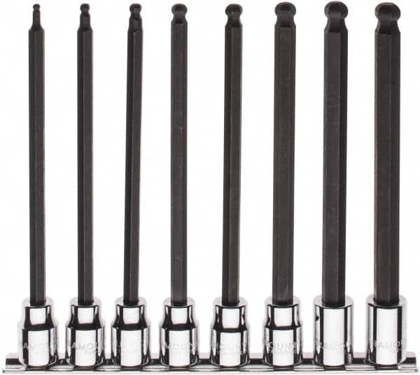 Paramount - 8 Piece 3/8" Drive Metric Ball Hex Bit Socket Set - 3 to 10mm Hex - Americas Industrial Supply