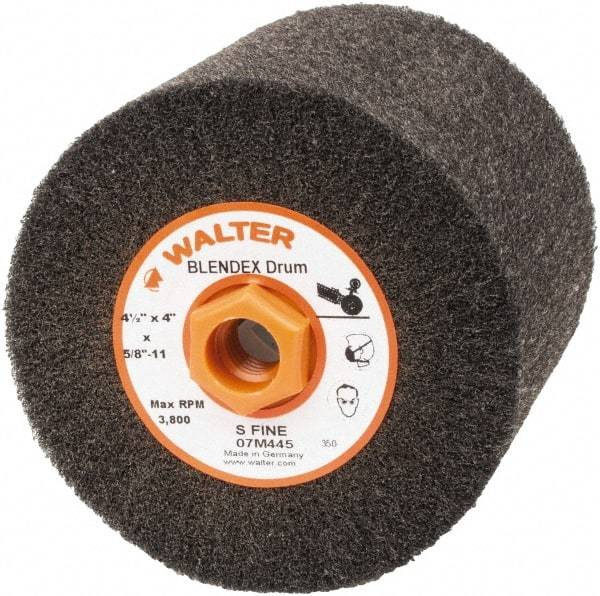WALTER Surface Technologies - 4-1/2" Diam Aluminum Oxide Unmounted Flap Wheel - 5/8" Hole, 5/8-11 Thread, 4" Wide, Nonwoven, Very Fine Grade, 3,800 Max RPM - Americas Industrial Supply