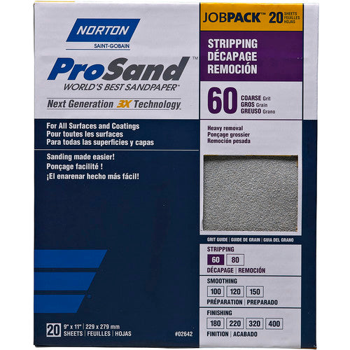9 × 11″ ProSand Paper Sheet P60 Grit A259PS Aluminum Oxide