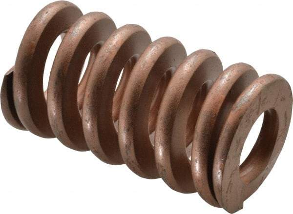 Associated Spring Raymond - 2" Hole Diam, 1" Rod Diam, 3-1/2" Free Length, Gold Die Spring - 1785 Lb Max Deflection, 1.05" Max Deflection, Heavy Duty, Chromium Alloy Steel - Americas Industrial Supply