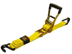 Erickson Manufacturing - 27' Long x 2" Wide, 10,000 Lb Basket Capacity, Polyester Web Sling - Yellow, with Ratchet Tie Down - Americas Industrial Supply