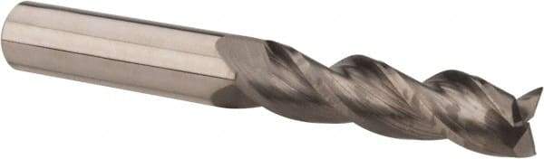 Accupro - 1/2", 2" LOC, 1/2" Shank Diam, 4" OAL, 3 Flute, Solid Carbide Square End Mill - Single End, Uncoated, Spiral Flute, 37° Helix, Centercutting, Right Hand Cut, Right Hand Flute - Americas Industrial Supply