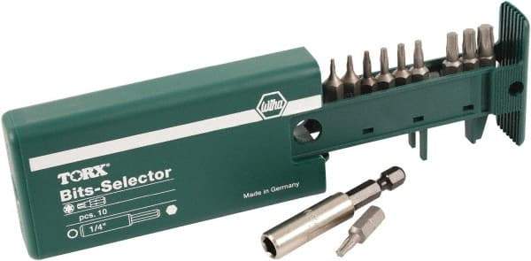 Wiha - 10 Piece, 1/4" Drive Screwdriver Torx Insert Bit Set - T5 to T30 Torx - Americas Industrial Supply