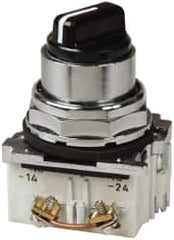 Eaton Cutler-Hammer - 30-1/2mm Mount Hole, 3 Position, Knob Operated, Selector Switch with Contact Blocks - Black, Maintained (MA), Nonilluminated, 1 Contact Block, 2NO, Oil and Watertight - Americas Industrial Supply