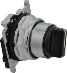 Eaton Cutler-Hammer - 30-1/2mm Mount Hole, 2 Position, Knob Operated, Selector Switch with Cam and Cap - Black, Maintained (MA) - Americas Industrial Supply
