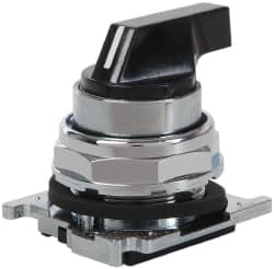 Eaton Cutler-Hammer - 30-1/2mm Mount Hole, 3 Position, Lever Operated, Selector Switch with Cam and Cap - Black, Maintained (MA) - Americas Industrial Supply