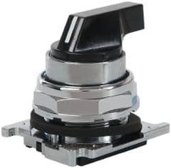 Eaton Cutler-Hammer - 30-1/2mm Mount Hole, 3 Position, Lever Operated, Selector Switch with Cam and Cap - Black, Maintained (MA) - Americas Industrial Supply