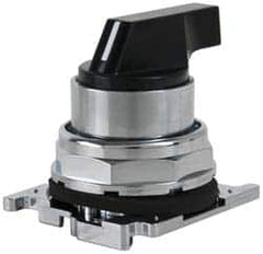 Eaton Cutler-Hammer - 30-1/2mm Mount Hole, 3 Position, Lever Operated, Selector Switch with Cam and Cap - Black, Maintained (MA) - Momentary (MO) - Americas Industrial Supply