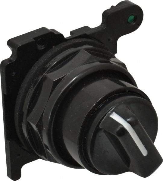 Eaton Cutler-Hammer - 30-1/2mm Mount Hole, 2 Position, Knob Operated, Selector Switch Only - Black, Maintained (MA), Corrosion Resistant, Oil and Watertight - Americas Industrial Supply
