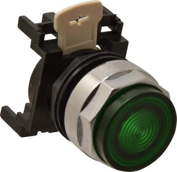 Eaton Cutler-Hammer - 25mm Mount Hole, Extended Straight, Pushbutton Switch Only - Round, Green Pushbutton, Illuminated, Momentary (MO) - Americas Industrial Supply