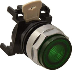 Eaton Cutler-Hammer - 25mm Mount Hole, Extended Straight, Pushbutton Switch Only - Round, Green Pushbutton, Illuminated, Momentary (MO) - Americas Industrial Supply