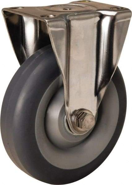 Hamilton - 5" Diam x 1-3/8" Wide x 6-1/4" OAH Top Plate Mount Rigid Caster - Rubber Mold on Polyolefin, 275 Lb Capacity, Delrin Bearing, 2-3/8 x 3-5/8" Plate - Americas Industrial Supply