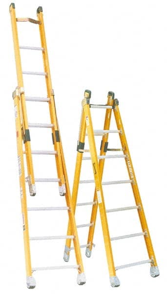Made in USA - 8' High, Type IAA Rating, Fiberglass Extension Ladder - Americas Industrial Supply