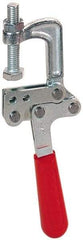 De-Sta-Co - 3558.58 N Load Capacity, 1.25" Throat Depth, 8.28" OAL, Stainless Steel, C Style Plier Clamp - 1.78" Max Jaw Capacity, 1/2-13 Spindle, 2.94" Open Throat Height, Red Handle, Spindle End - Americas Industrial Supply