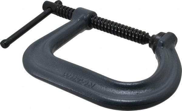 Wilton - Regular-Duty 4" Max Opening, 4" Throat Depth, Forged Steel Standard C-Clamp - 4,100 Lb Capacity, 0" Min Opening, Square Deep Throat - Americas Industrial Supply