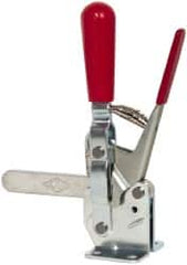 De-Sta-Co - 750 Lb Holding Capacity, Vertical Handle, Manual Hold Down Toggle Clamp - 58° Handle Movement, 103° Bar Opening, Solid Bar, Flanged Base, Electro-Plated Zinc, Carbon Steel - Americas Industrial Supply