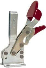 De-Sta-Co - 750 Lb Holding Capacity, Horizontal Handle, Manual Hold Down Toggle Clamp - 70° Handle Movement, 92° Bar Opening, U-Bar, Flanged Base, Electro-Plated Zinc, Carbon Steel - Americas Industrial Supply