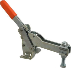 Lapeer - 800 Lb Holding Capacity, Vertical Handle, Manual Hold Down Toggle Clamp - 150° Handle Movement, 115° Bar Opening, U-Bar, Flanged Base, Carbon Steel - Americas Industrial Supply