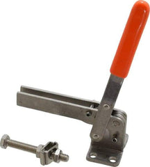 Lapeer - 200 Lb Holding Capacity, Vertical Handle, Manual Hold Down Toggle Clamp - 60° Handle Movement, 110° Bar Opening, U-Bar, Flanged Base, Stainless Steel - Americas Industrial Supply