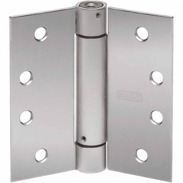 Stanley - 4-1/2" Long x 4-1/2" Wide Grade 1 304 Stainless Steel Full Mortise Spring Commercial Hinge - Americas Industrial Supply