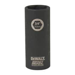 DeWALT - 3/8" Drive 3/4" Deep Impact Socket - 6 Points, 2-1/2" OAL - Americas Industrial Supply