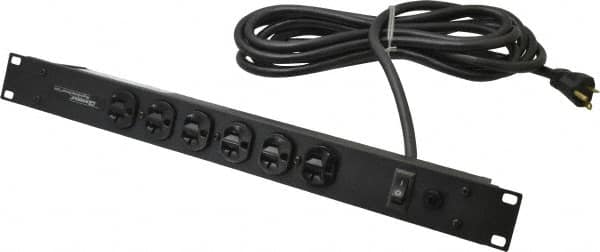 Wiremold - 6 Outlets, 120 Volts, 20 Amps, 15' Cord, Power Outlet Strip - Rack Mount, 6 Front NEMA Configuration, 19" Strip, cULus Recognized - Americas Industrial Supply