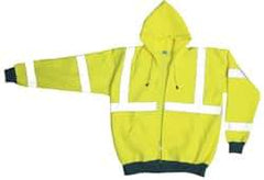 OccuNomix - Size L General Purpose & High Visibility Sweatshirt - Yellow, Polyester, Zipper Closure, 39 to 43" Chest - Americas Industrial Supply