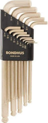 Bondhus - 13 Piece L-Key Ball End Hex Key Set - Hex Range 0.05 to 3/8", Steel - Americas Industrial Supply
