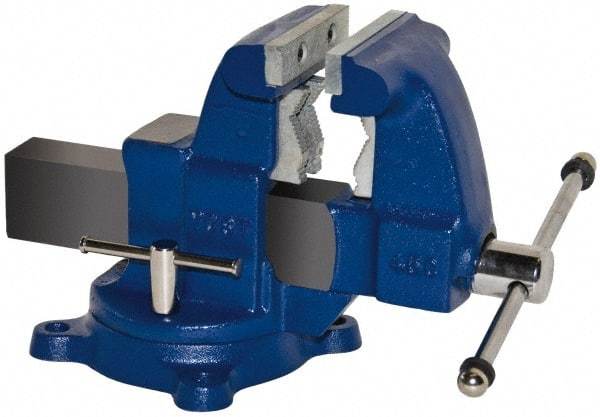 Yost Vises - 6-1/2" Jaw Width x 6-1/2" Jaw Opening Capacity, 5-1/2" Throat Depth, Bench & Pipe Combination Vise - 1/8 to 3-1/2" Pipe Capacity, Swivel Base, Bolt Down Attachment, Ductile Iron - Americas Industrial Supply