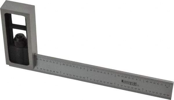 SPI - 6 Inch Long, English and Metric Double Square - 1/64 and 1/32 Inch Graduation, 0.5 and 1mm Graduation, Hardened Steel - Americas Industrial Supply